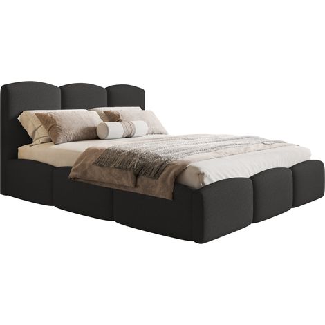 Lit double 180x200 Roma Slim - lit double avec rangement, cadre en métal - bouclé Noir (Anthology 19) (1/5)