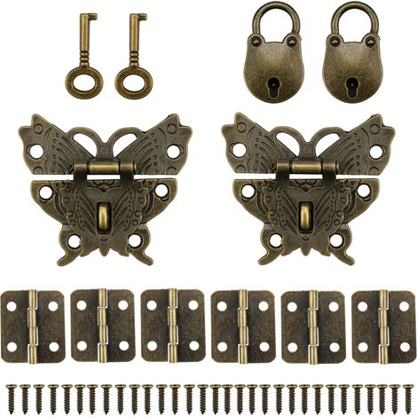 Château Antique avec Clés, Charnières Antique Petit, Mini Cadenas avec Fermetures pour Boîte à Bijoux et Journal, Décoration Cadeau