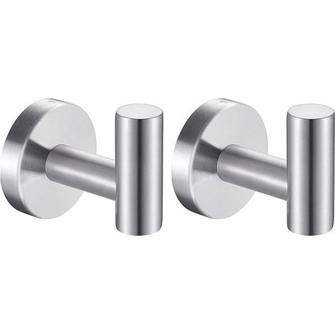 Juego de 2 ganchos de pared para baño, gancho para toallas de cocina, gancho para cuadros, ganchos para toallas de baño, toallero de acero inoxidable SUS 304, colgador (plata cepillada)