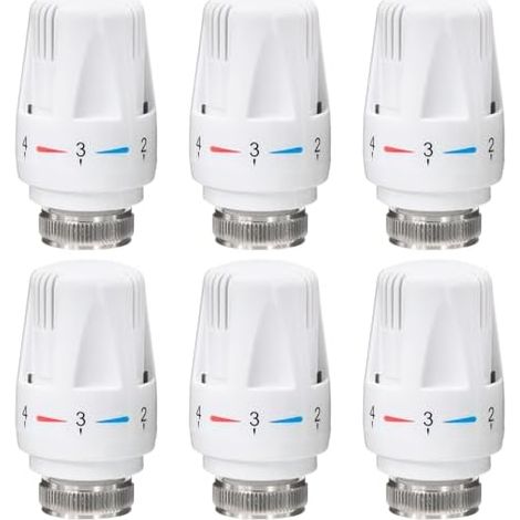 Lot 6 Têtes Thermostatiques Radiateur, M30x1, 5, 5 Niveaux, Réglable, Bureau, Maison, Chauffage, Compatible (1/5)