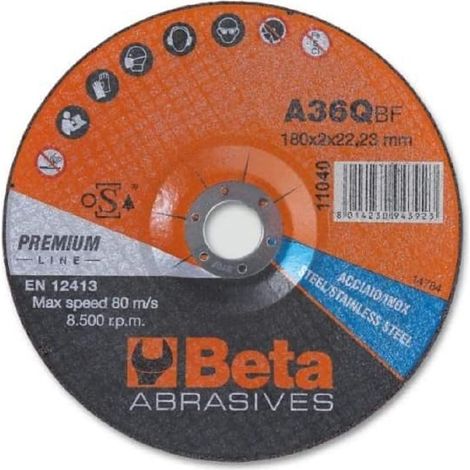 Beta 11040 230X2,0 - Dischi abrasivi da taglio per acciaio e inox, esecuzione di spessore sottile e a centro depresso, da utilizzare con smerigliatrici portatili angolari (1/5)