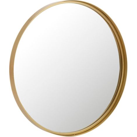Miroir Mural Rond Design "Bord Métal" 60cm Or (1/2)