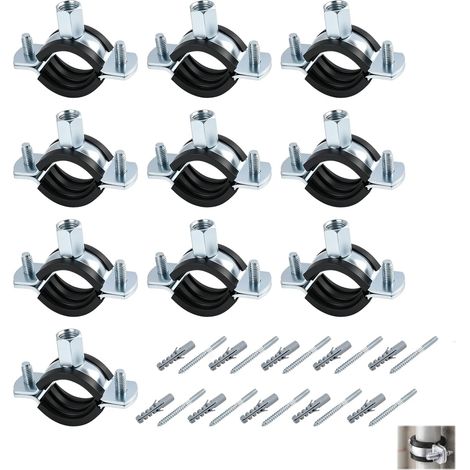10 Pièces colliers de serrage 23-28mm (3/4 pouce), Collier de serrage à vis en acier galvanisé, Serrage en acier galvanisé, Fixation de tuyaux d’eau, chauffage, descente (1/5)