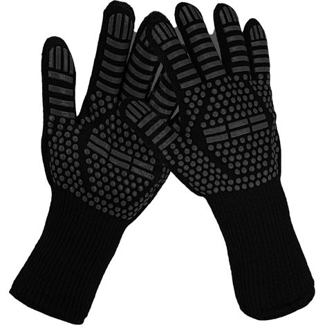 Gants de four à micro-ondes résistants à la chaleur, en silicone ignifugé haute température (noirs, lot de trois identiques) (1/5)