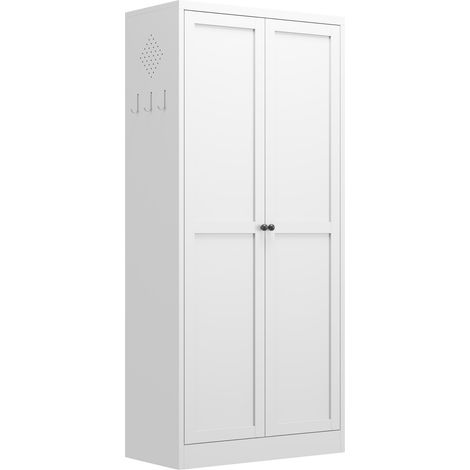 Armario despensa de metal blanco con 4 estantes regulables, 155 x 70 x 35 cm (1/5)