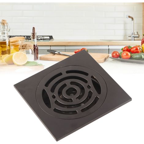 Siphon de sol noir en cuivre avec crépine pour cuisine, salle de bain et balcon (1/5)