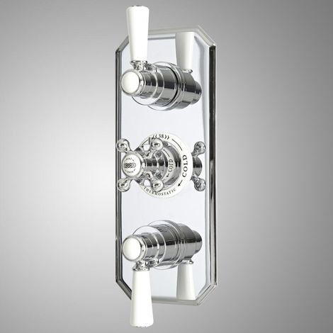 Milano Elizabeth Concealed Triple Diverter Thermostatic Mixer Shower Valve with 3 Outlets - Chrome & White (1/3)