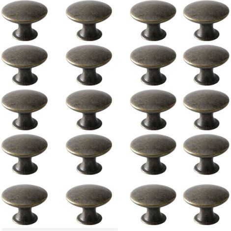 Türknöpfe, Schubladenknöpfe, Möbelknöpfe, runde Schrankknöpfe, antike Messingknöpfe, Vintage-Chic-Griffe, Schrankknöpfe für Küche Schlafzimmer (20, Bronze) (1/5)