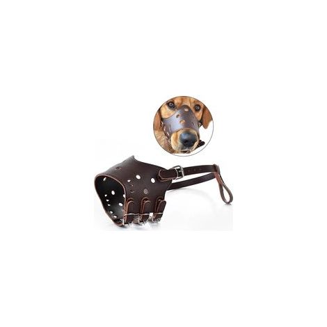 Muselière pour Chien en Cuir Muselière Anti-aboiement museau de Chien pour Les Chiens Grands Petite Moyenne (1/5)