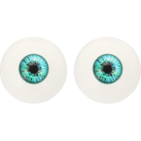 Une paire d'yeux de poupée remplaçables, yeux réalistes en acrylique, demi-yeux en plastique, yeux de sécurité de 30 mm, adaptés aux masques, accessoires d'Halloween et travaux manuels (vert). (1/5)