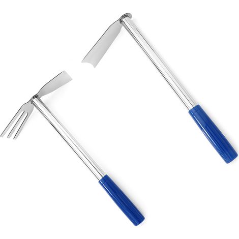 Ensemble de jardin en acier inoxydable 2 pièces - comprenant une houe et un râteau. (1/4)