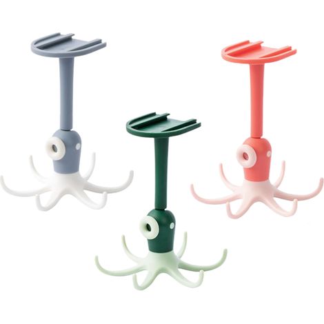 Cuisine Crochets 360° Rotatifs Sans Percussion Porte-ustensiles à 6 Griffes pour Accessoires de Cuisson Armoire Salle de Bain (1/5)