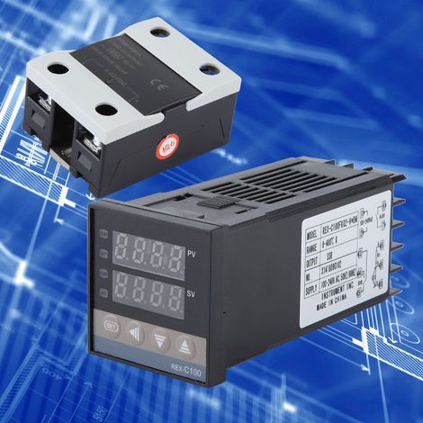 Kits de régulateur de température PID 110-240 V CA 0-400 °C + relais statique 40 A + sonde de type K M6 de 1 MΩ (1/5)