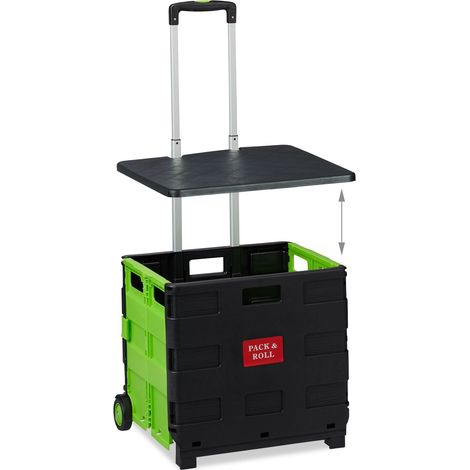 Práctico carro de la compra plegable con tapa moderna 99 x 45,5 x 37,5 cm de ABS negro 130009928 (1/5)