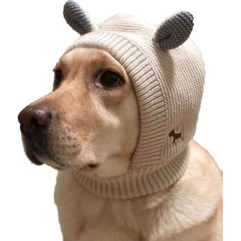 1 Hundemütze, Polyesterstrick, dekorative Ohren, Winterschutz, für große Hunde (30–50 kg) (1/5)