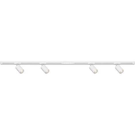 Système de rail set de démarrage, 4x GU10 spots orientables, extensible, système d’éclairage pour plafond, lampe de plafond, plafonnier, spotlight, 1,5 m, blanc (1/5)