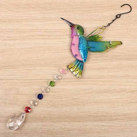 Wind Chime - Crystal Sun Catcher - Rainbow Light Reflector for Garden Patio Indoor Window - Hummingbird Design - 1 Piece (1/5)