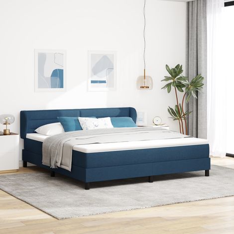 Box Spring Bed with Headboard Blue 180 x 200 cm Fabric vidaXL (1/5)