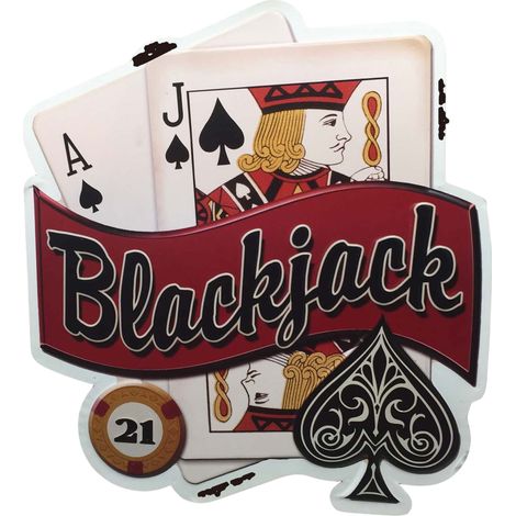 Insegna in metallo con rilievo a tema Blackjack in stile retrò (1/2)