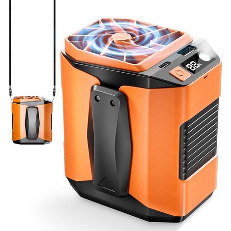 Ventilador portátil con clip para la cintura，ventilador portátil recargable de 3600 mAh con luz LED，5 velocidades，actividades al aire libre (1/5)