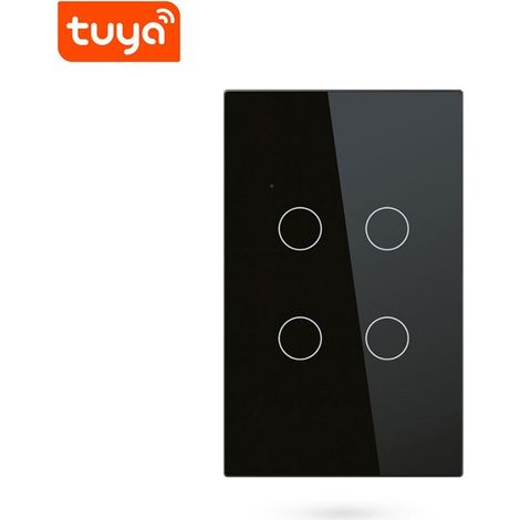 Tuya Interruttore Touch Smart WiFi con RF 433 MHz Nero Dimensione: 4 Pulsanti