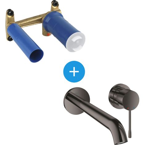 Mitigeur de lavabo monocommande 2 trous 19967A01SET – Encastré mural Taille L – Finition Hard Graphite – GROHE EcoJoy 5 l/min