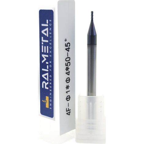 Fresa de carburo sólido 1 x 4D x 50 mm 4 filos 45 HRC (1/4)