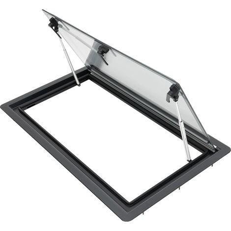 Ventana para autocaravana, ángulo de apertura de 70°, material resistente, color negro. (1/2)