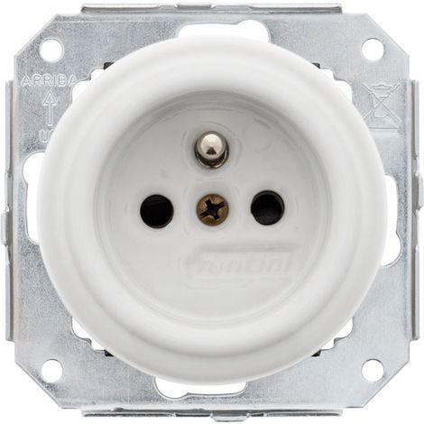 Prise de courant encastrable 2P+T 16A 250V – Porcelaine blanche – Protection enfant – Fixation à vis – 31208173 – Fontini