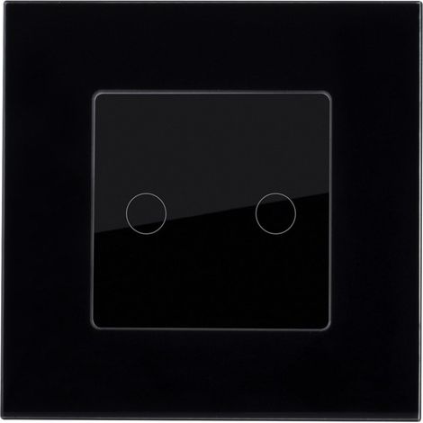 Interruptor Táctil Doble Conmutado y Cruzamiento con Marco Cristal Modern Negro (1/4)