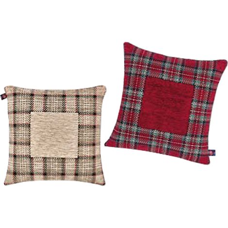 Federa Cuscino Arredo Casa Fodera Tessuto Cinigliato Scozzese Tartan, misura40x40coloreTortora