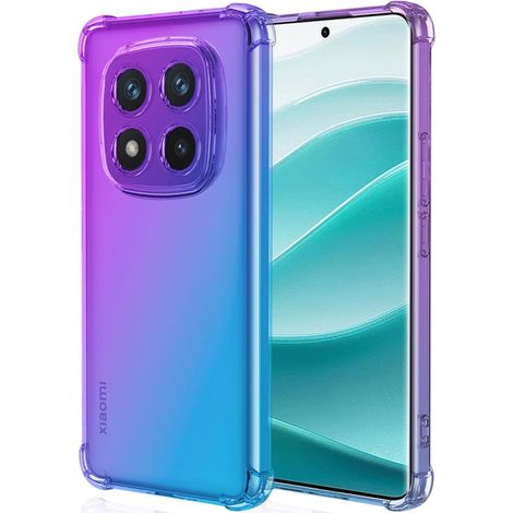 Funda protectora anticaídas con diseño degradado para Xiaomi Redmi Note 14 Pro 5G / Xiaomi Poco X7 5G, color morado/azul. (1/5)