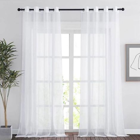tende trasparenti da 137240 cm - Tenda a doppio pannello in tulle voile con occhielli, drappeggi morbidi e moderni per la decorazione, bianca