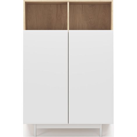 Buffet de rangement haut en mélamine, collection PRINTED, avec 2 portes, couleur chêne clair - blanc (1/3)
