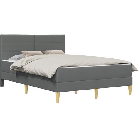Bed Frame Dark Grey 140 x 200 cm Polyester vidaXL (1/5)