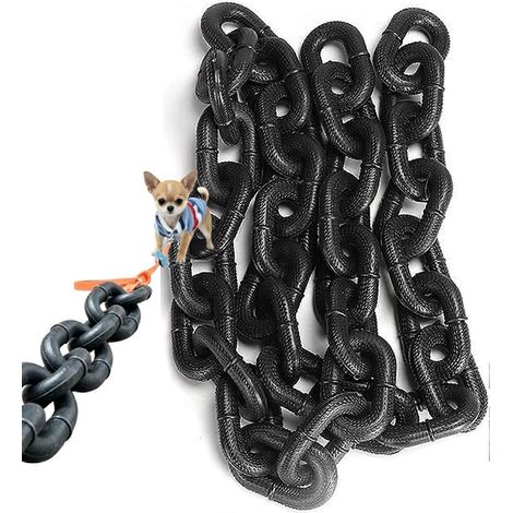Laisse à maillons en forme de patte de fer chaîne légère pour petit chien en plastique imitant le fer aspect solide 2m noire (1/5)