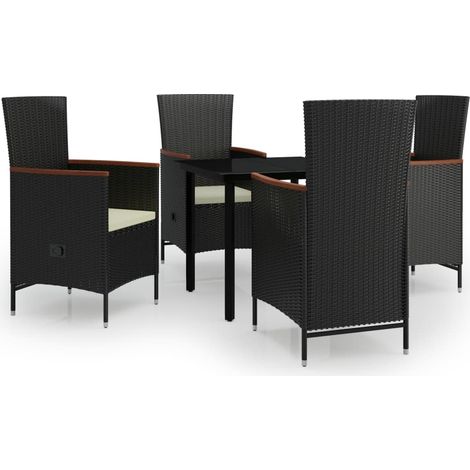 Maison Exclusive - 5-tlg. Garten-Essgruppe mit Kissen Schwarz