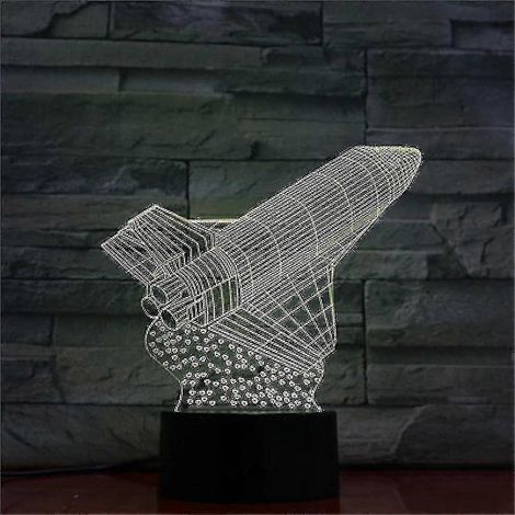 Veilleuse LED 3D fusée spatiale, lampe de table pour chambre à coucher, couleurs changeantes (1/2)
