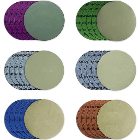 Disques de ponçage de 12,7 cm (5 pouces) à fixation auto-agrippante, 30 feuilles de papier de verre, pour ponceuse orbitale. (1/5)