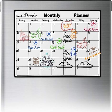 Calendrier Magnétique Effaçable À Sec - Calendrier Mensuel Blanc Non Daté Pour Réfrigérateur Bureau Cuisine Mur - Format Grand 61 x 91,5 cm - 1 Pièce (1/5)