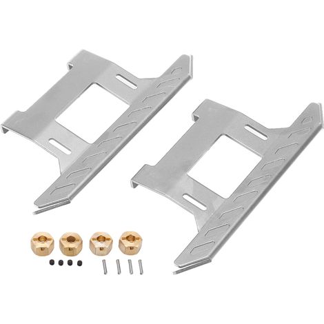 Pédales latérales en métal, en alliage d'aluminium, pour voiture RC tout-terrain Axial SCX10II (argenté). (1/5)