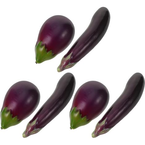 Aubergines Artificielles Réalistes en et Plastique Lot de 6 Accessoires Photo Légumes, Décorations Multipurpose pour Table de Ferme et Scènes Simulées (1/5)