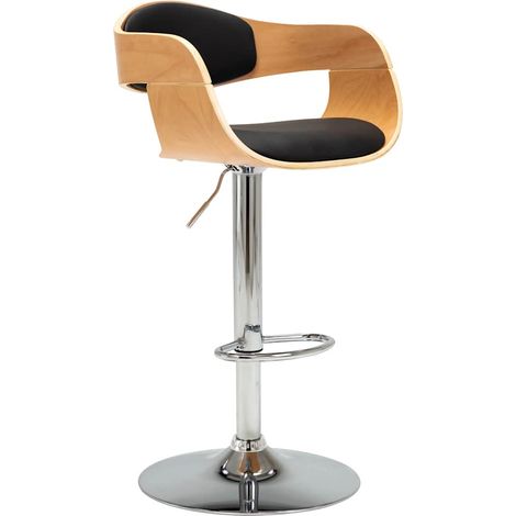 vidaXL Tabouret de bar Noir Bois courbé et similicuir (1/5)