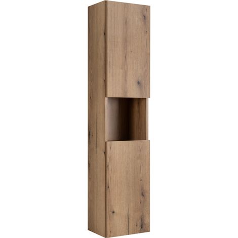 Meuble colonne de salle de bain à suspendre NOVA OAK en chêne 30 X 140 cm (1/5)