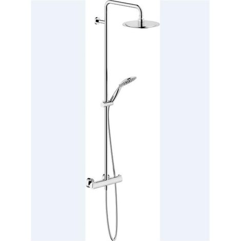 Nobili – Colonne de douche thermostatique haute 2 jets – Chromé brillant – Douche de tête ø 240 mm – Mitigeur thermostatique avec sécurité 38°C