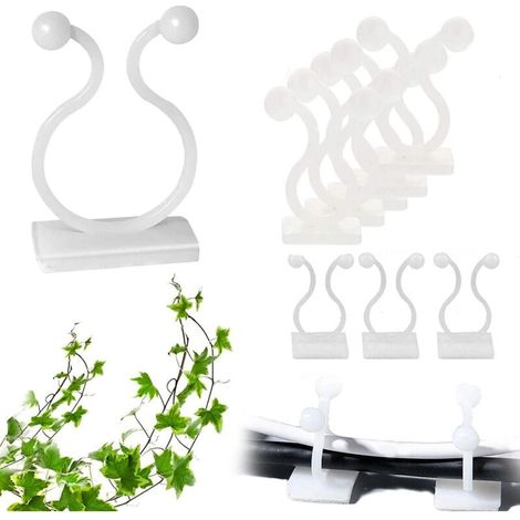 Packung mit 200 selbstklebenden Pflanzenclips, verstellbar, zur Wandmontage, mit unsichtbarer Befestigung, 20 x 22 x 40 mm (1/4)