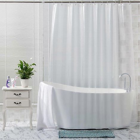 Rideau de douche transparent, anti-moisissure et imperméable, avec 12 crochets, 180 x 180 cm (1/5)