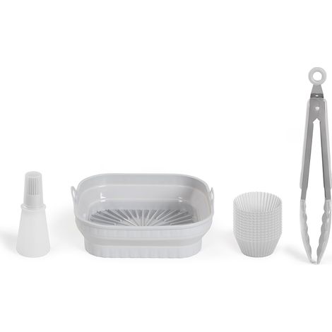 Set aus 4 Zubehörteilen für die Heißluftfritteuse - LIVOO - MEN428 - 1 faltbare 2-in-1-Form - 1 Set aus 12 Formen - 1 Pinsel - 1 Zange (1/5)