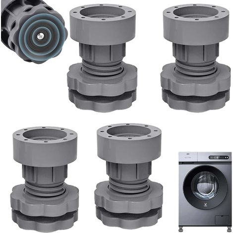 4 tapis universels pour machine à laver, gris, anti-vibrations, réglables de 7 à 9,5 cm, support pour machine à laver anti-vibrations. (1/5)