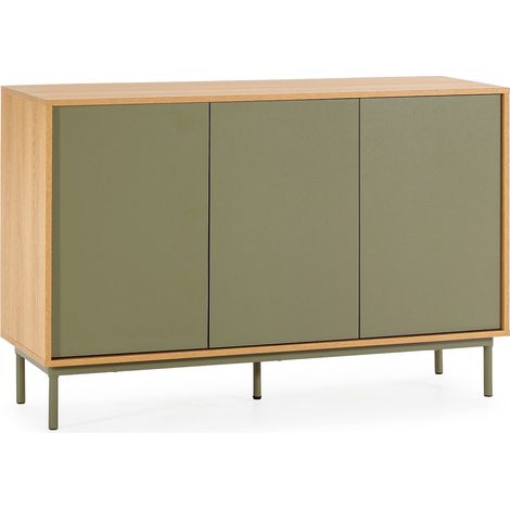 Sideboard Cuzco 3 türen Eichenfarbe/grün